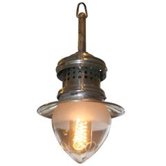 Early Industrial Pendant Electrified Lamp