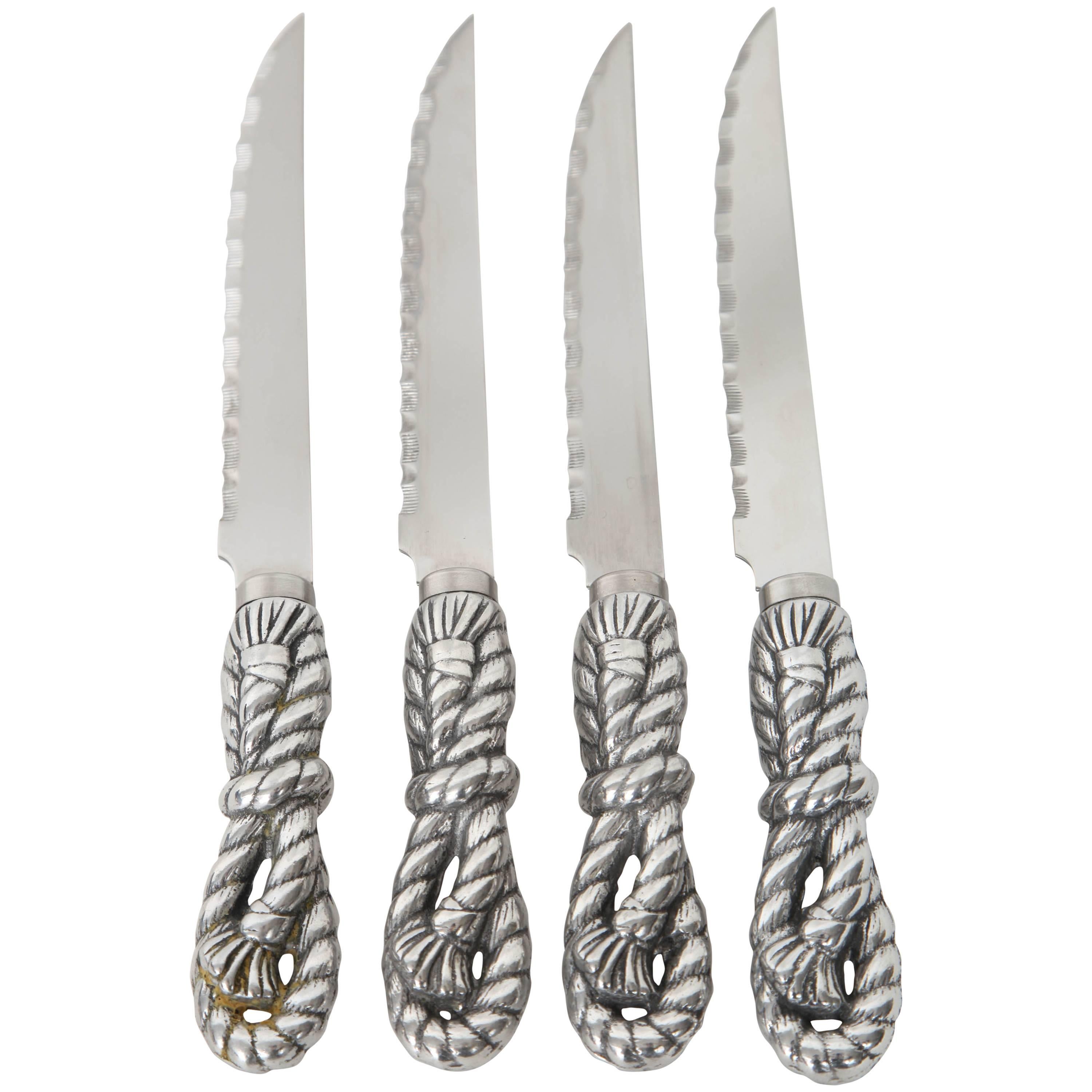 Set of Four Tassel Handle Steak Knives by Arthur Court