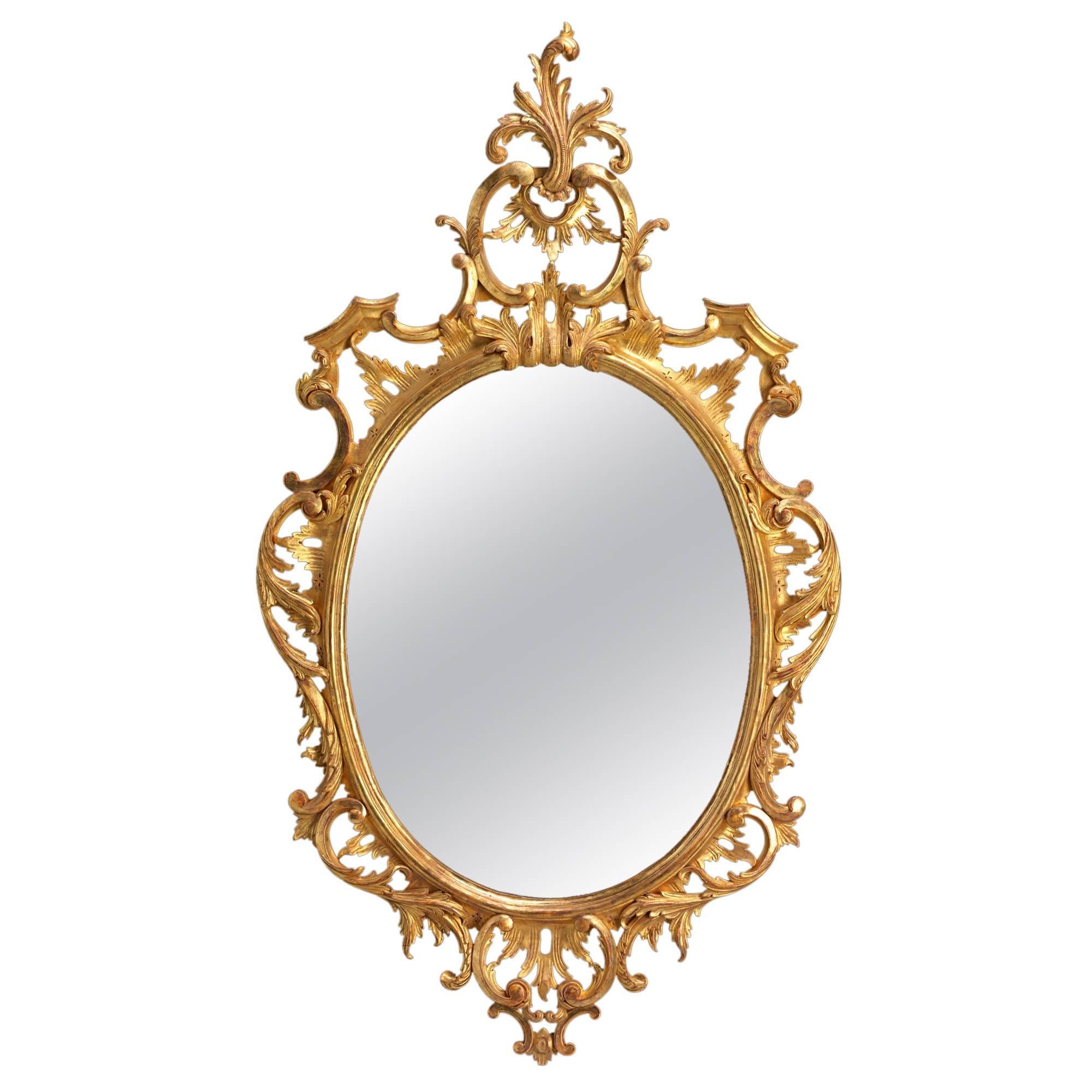 Oval Mirror in the manner of Thomas Chippendale For Sale