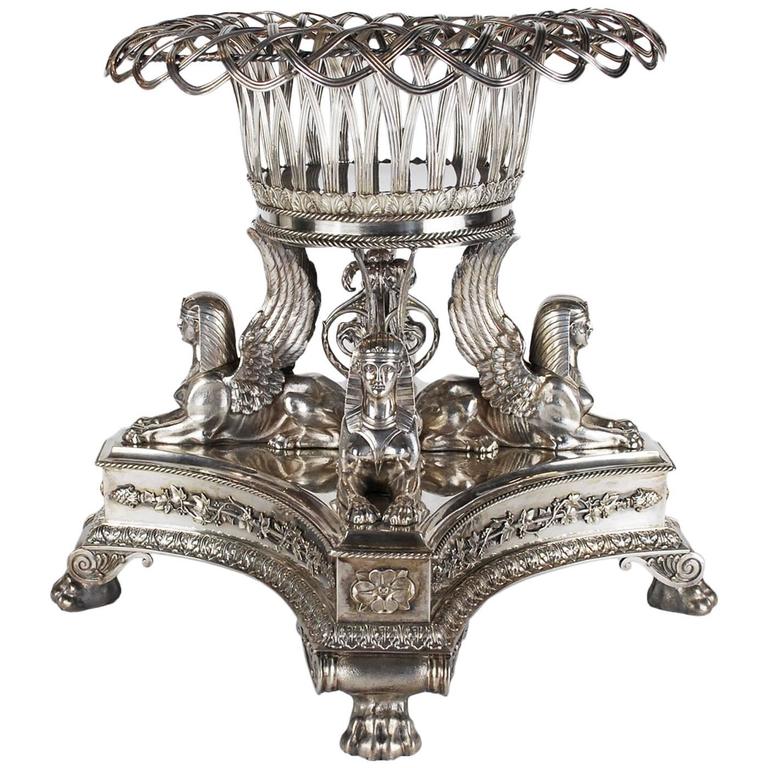 Paul Storr Silver Centerpiece Sphinx Egyptian Antique Circa 1820 Paul Storr Silver Centerpiece Sphinx Egyptian Antique Circa 1820 For