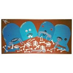 Art Brut Collage "Les marchands mangent les artistes"