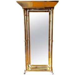 Super Tall Neoclassical Style Brass Pier Mirror