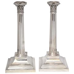 Beautiful Pair of Tiffany Sterling Silver Corinthian Column Candlesticks