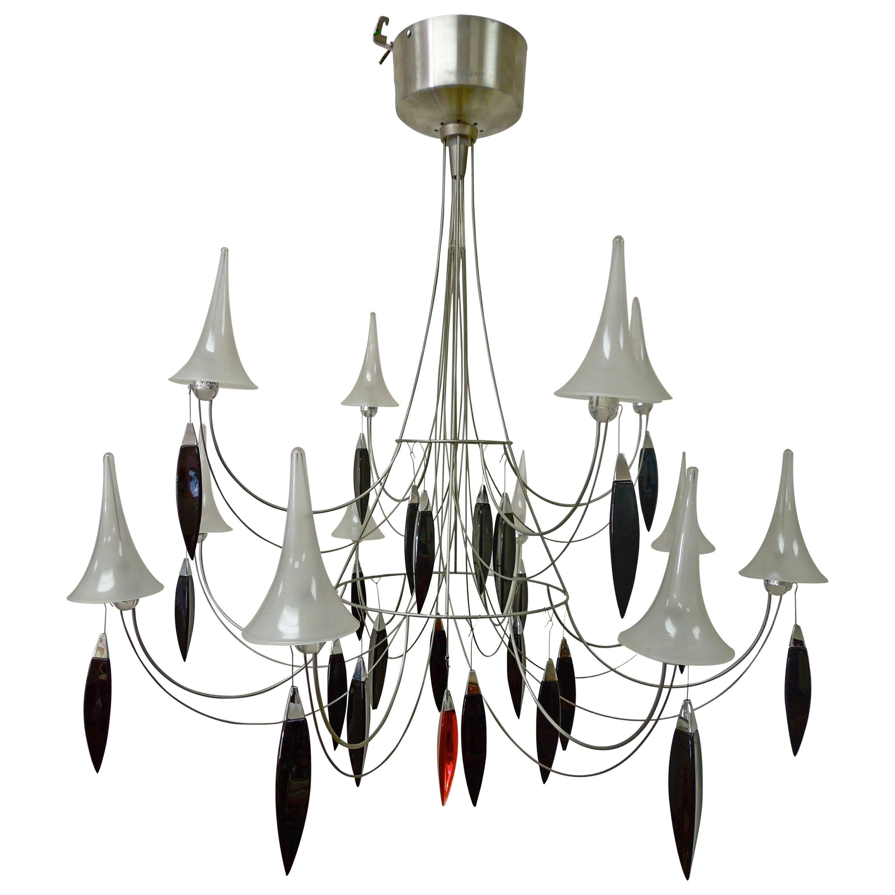 Important Modern Designer "Plume" Twelve-Light Chandelier by Baccarat