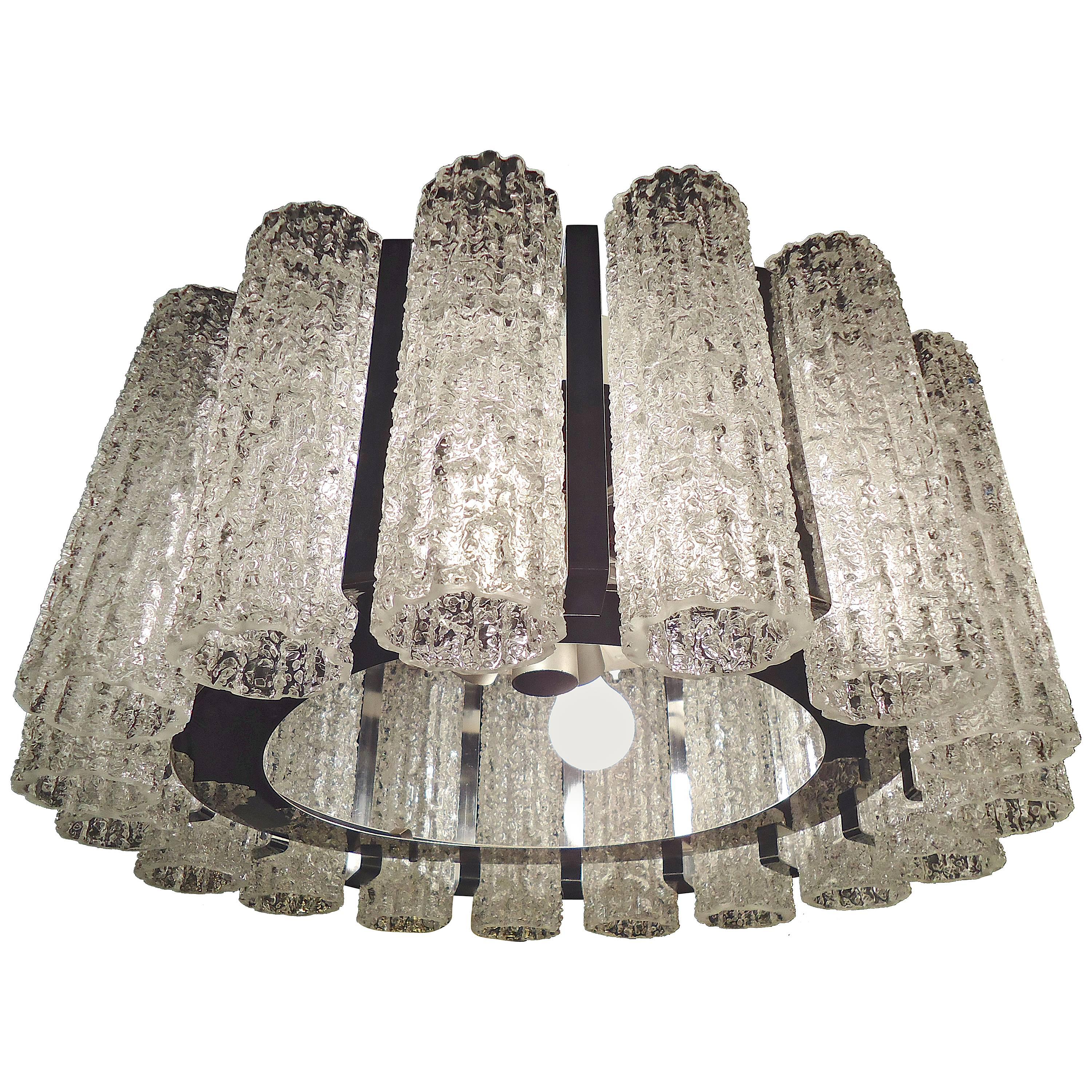 Round Chandelier with Crackle Glass
