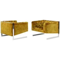 Rare Milo Baughman Cantilevered Lounge Chairs