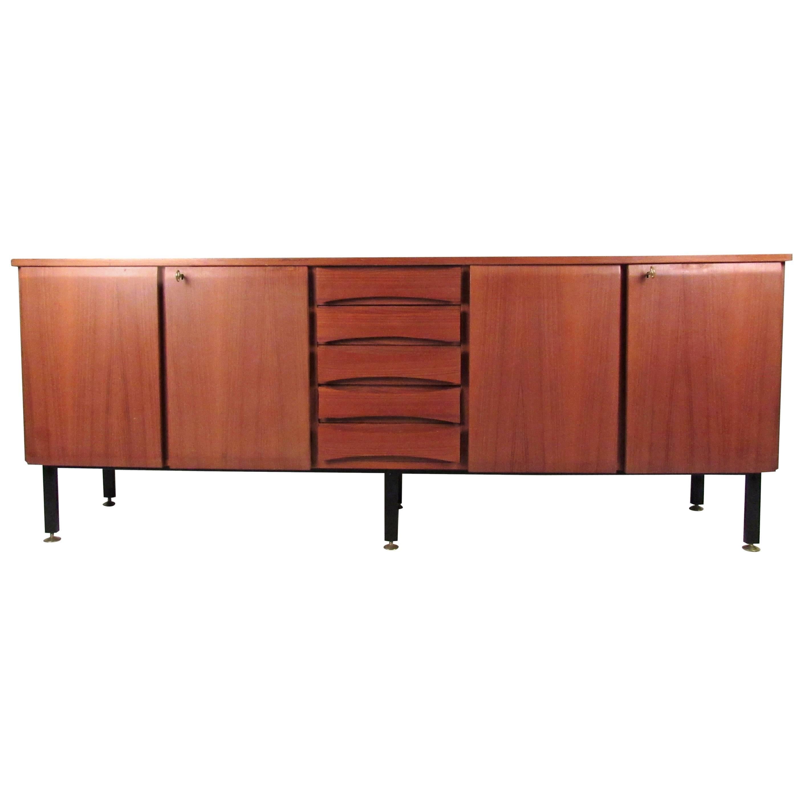 Impressive Mid-Century Style Teak Sideboard For Sale