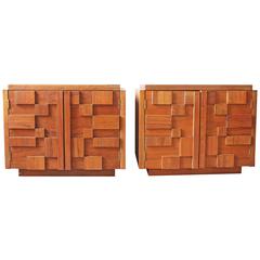 American Mid-Century Brutalist Nightstands by Lane