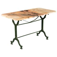 French Bistro Table with Marble Top, circa 1940s