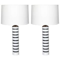 Pair of Etched Murano Lamps