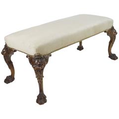 Fine 19th Century George III English Mahogany Upholstered Bench