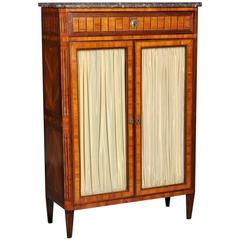 Continental Neoclassical Glass Front Marquetry Bookcase Cabinet