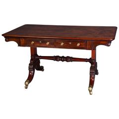 Antique Good George IV Fustic and Mahogany Library Table Attributed to Gillows