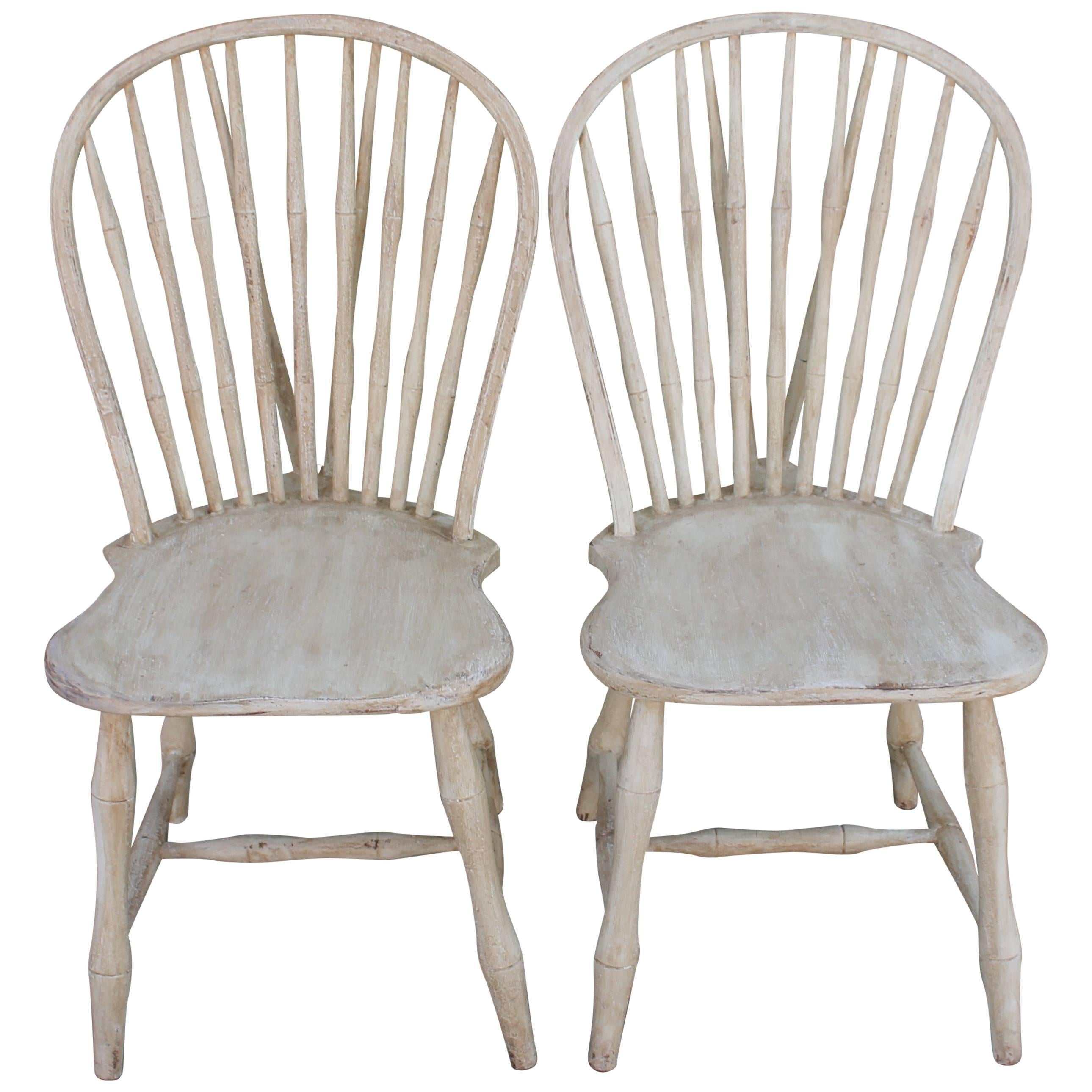 Pair of 19th Century White Painted Windsor Chairs