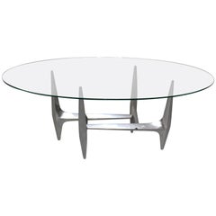 Space Age Sculptural Aluminum Vintage Coffee Table by Knut Hesterberg, 1960s