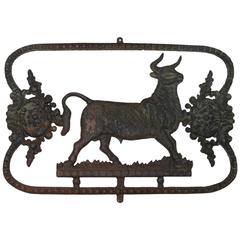 Antique  Butcher Sign in Cast Iron, France, 19th Century