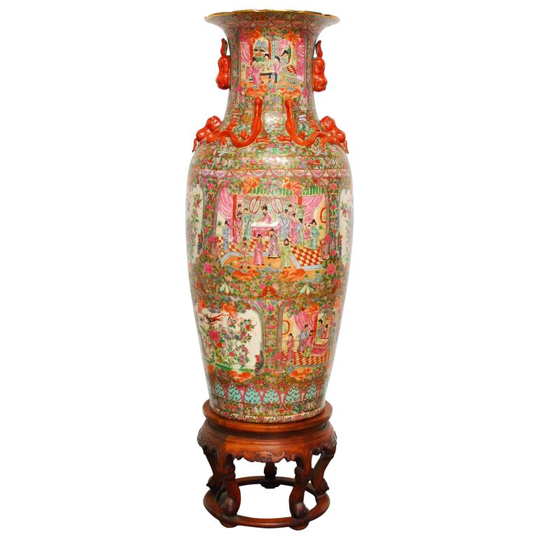 Chinese Canton Famille Rose Porcelain Vase at 1stdibs