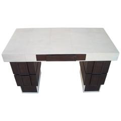 R & Y Augousti, Paris Shagreen and Wenge Desk or Table, Label 2
