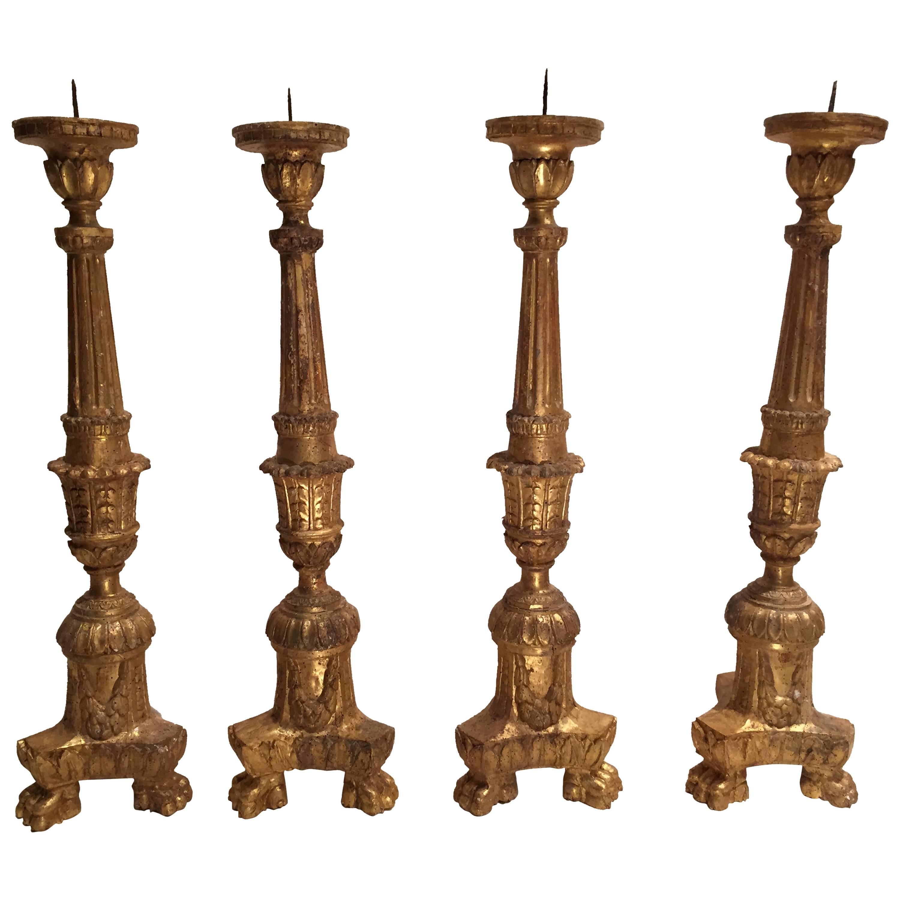 Set of Four 18th Century Italian Candles, Tuscany For Sale