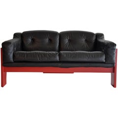 Mid Century Red and Black Sofa by Claudio Salocchi for Sormani