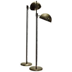 Used Modernist Brushed Steel and Chrome Articulated Floor Lamps