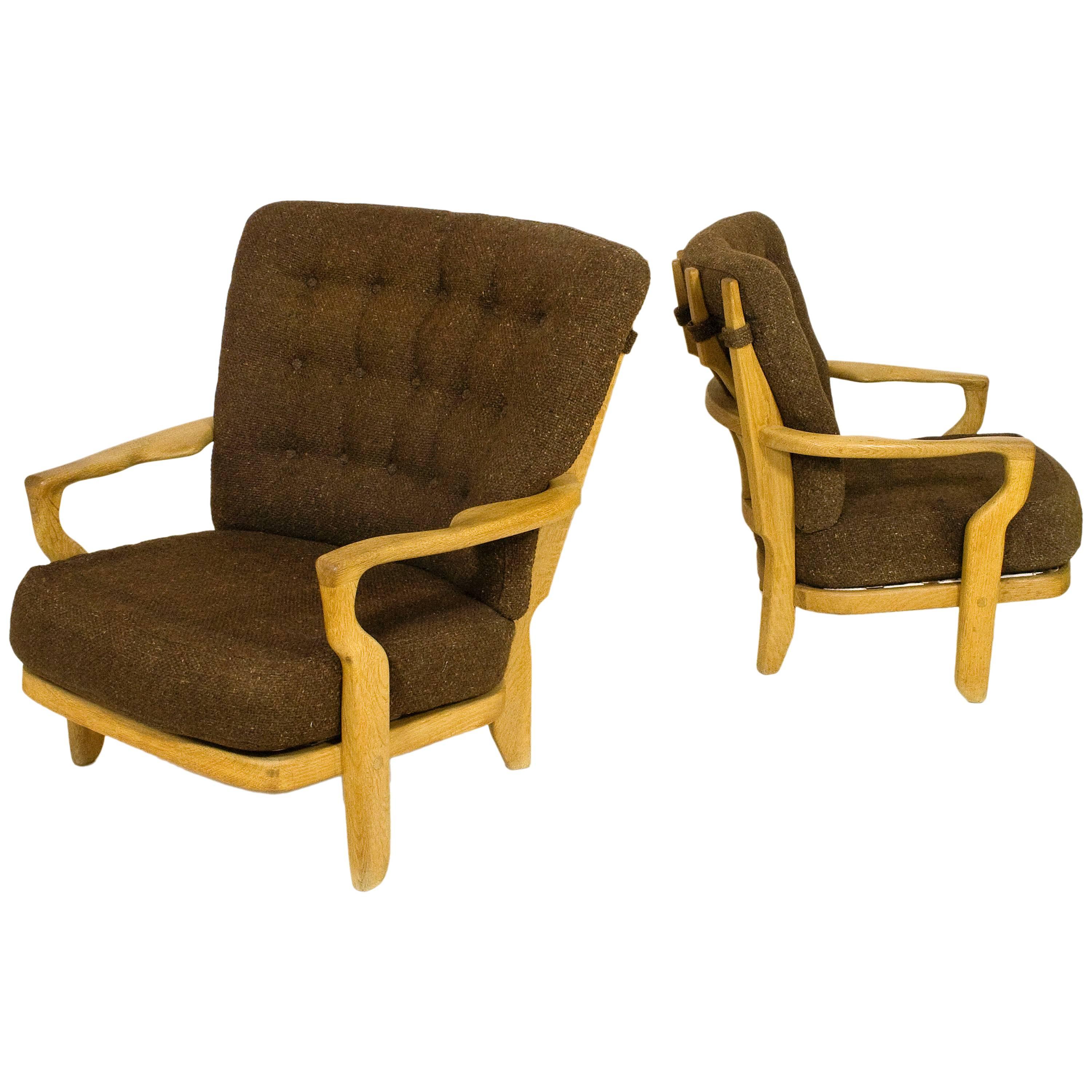 Pair of Guillerme & Chambron "Romeo & Juliette" Armchairs, circa 1950, France