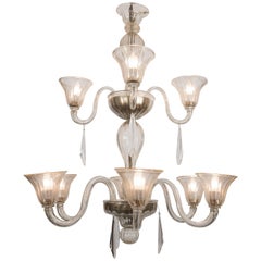 Large Ten-Light "Gold" Murano Chandelier Attributed to A. V. Mazzega