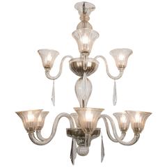Large Ten-Light "Gold" Murano Chandelier Attributed to A. V. Mazzega 3