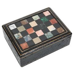 1950s Pietra Dura Leather Box from Italy