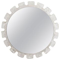 1960s Sunburst Wall Mirror with Austrian Ice Block Glass Frame 10