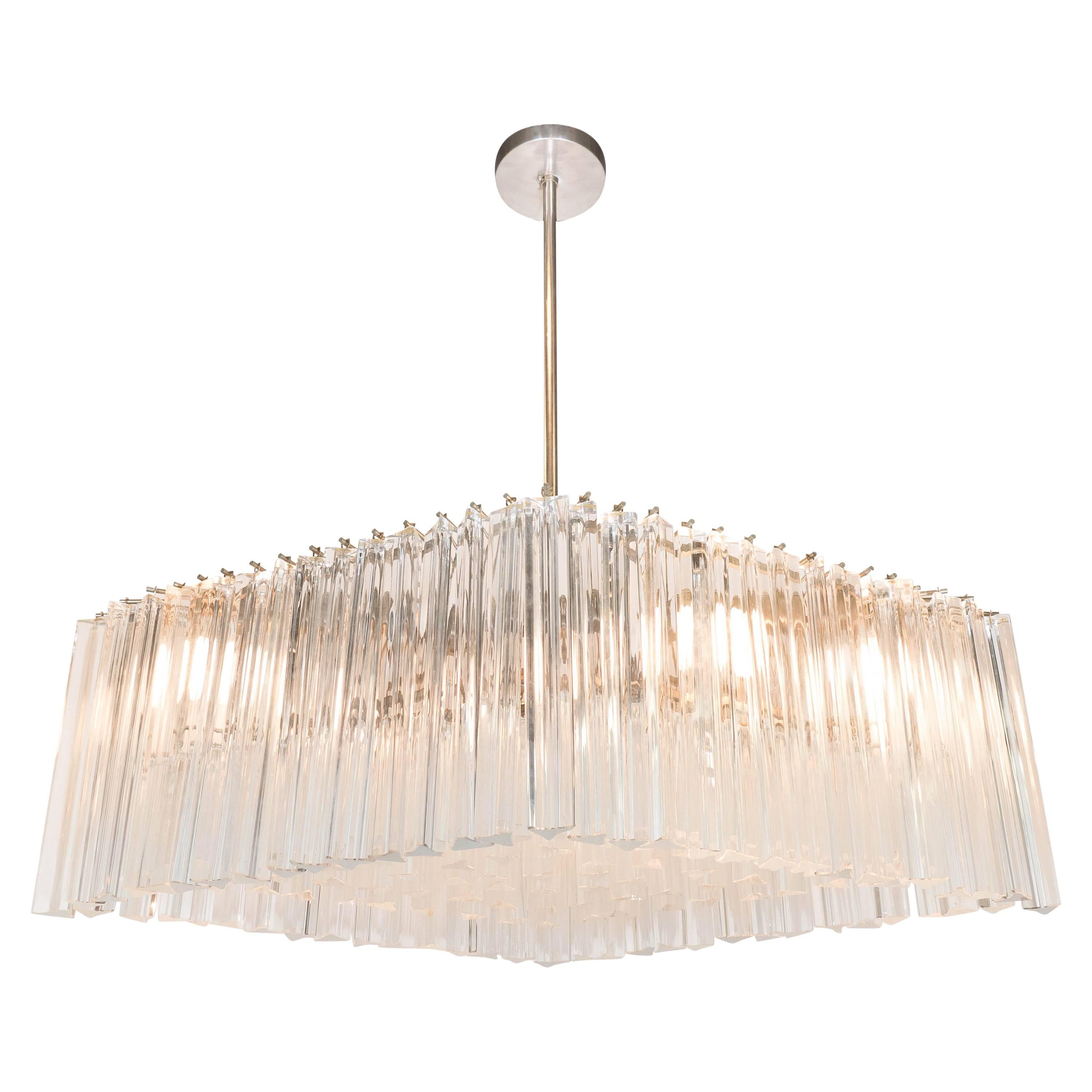 Venini Diamond Form Chandelier with Murano Glass Triedri Prisms