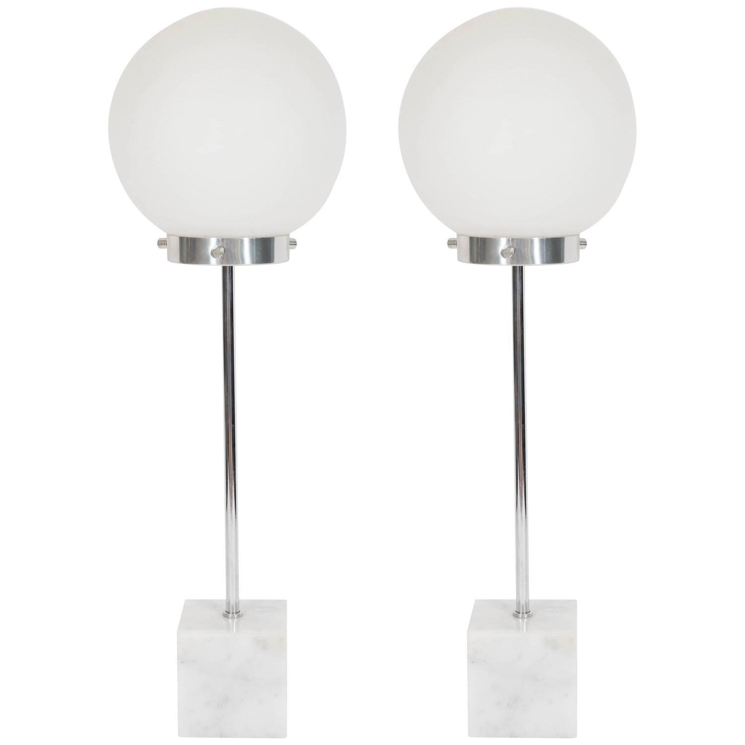 Pair Of Paul Mayen Frosted Glass Globe Table Lamps For Habitat At Pair Of Paul Mayen Frosted Glass Globe Table Lamps For Habitat At 1stdibs
