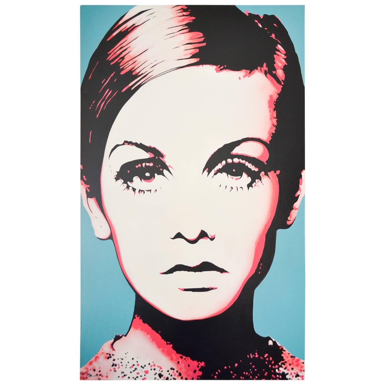 Portrait of Twiggy Oil on Canvas