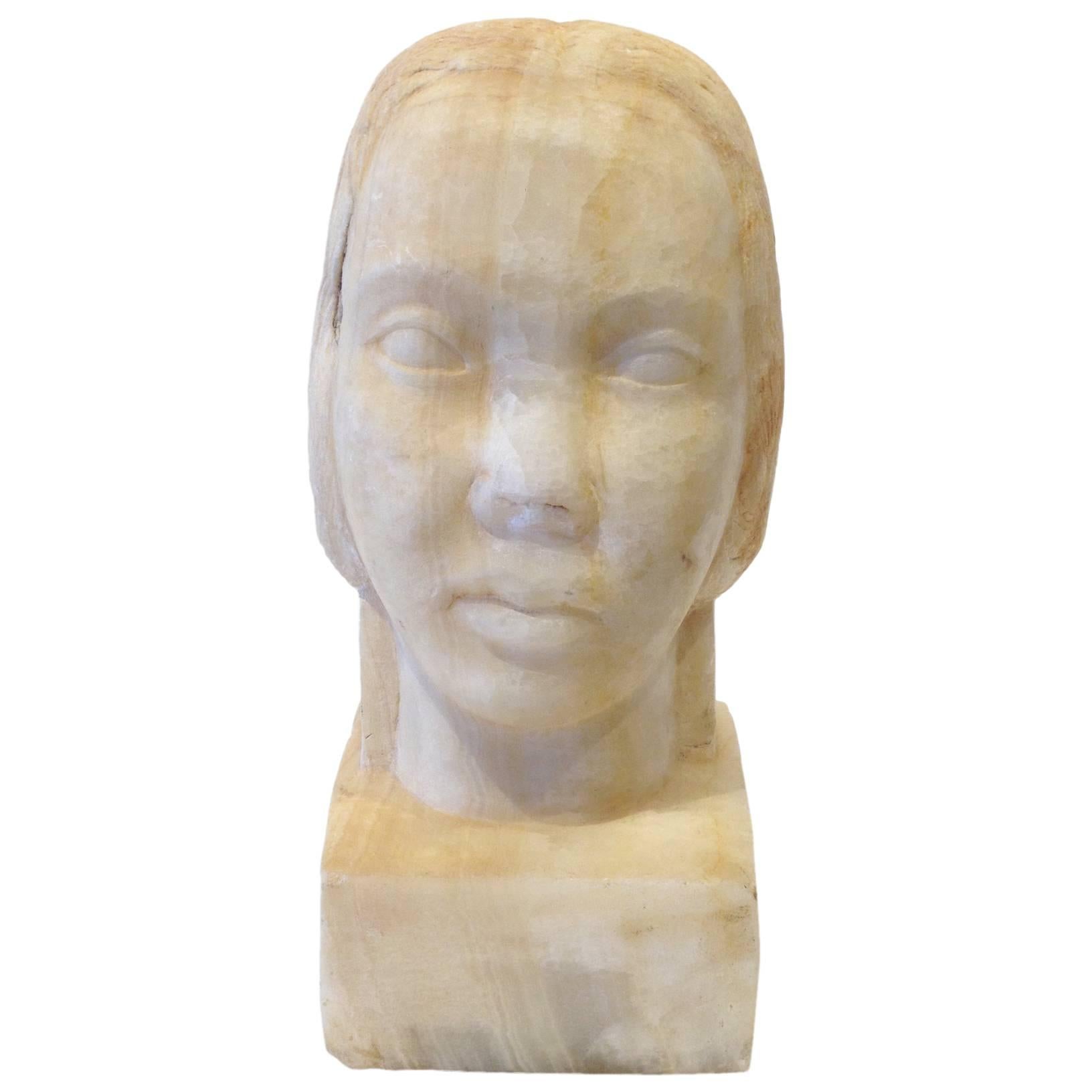 Evocative Art Deco Onyx Bust by Roy Sheldon, 1929