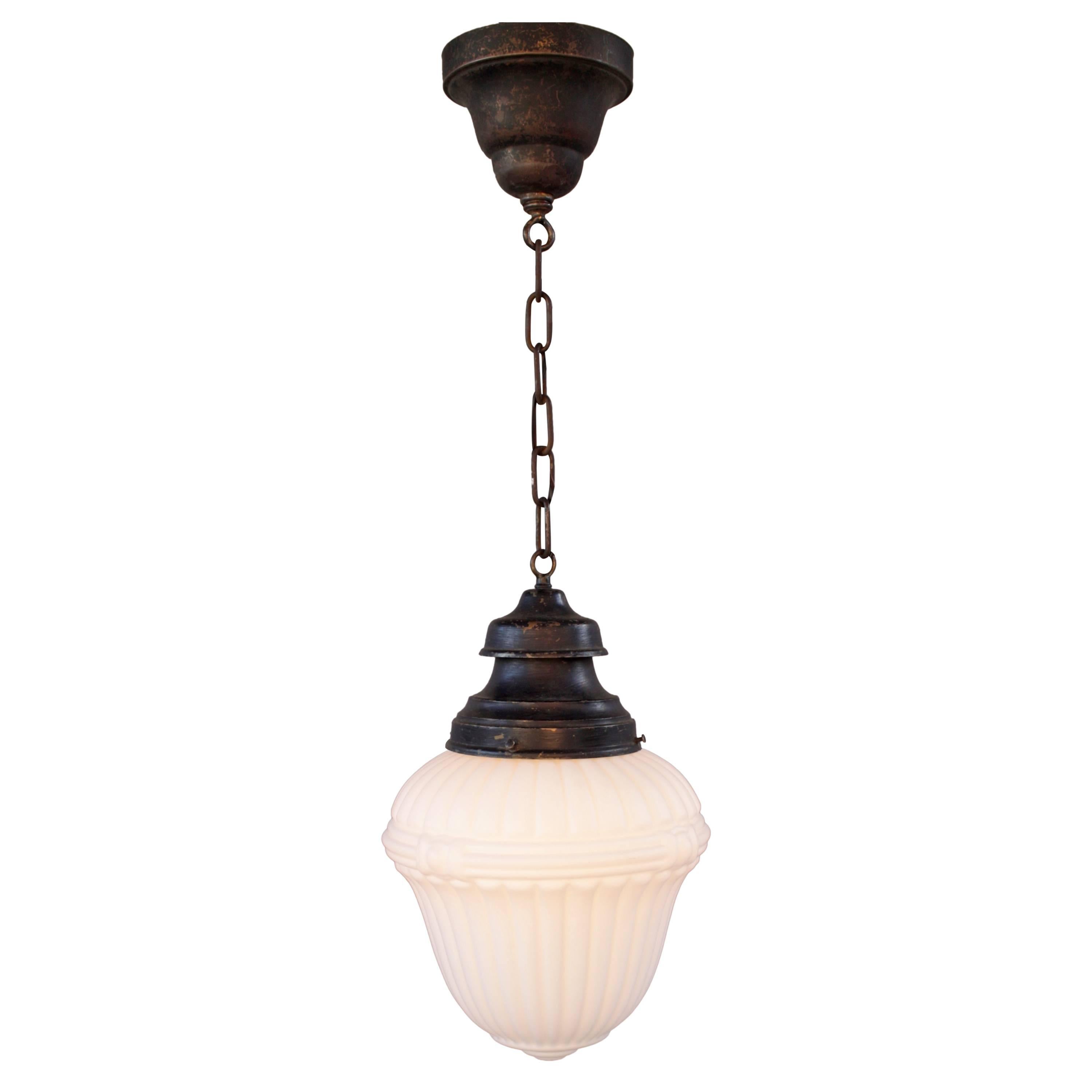 1920s Milk Glass Pendant Light