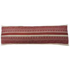 Red Embroidery Fez Antique Textile Bolster Pillow