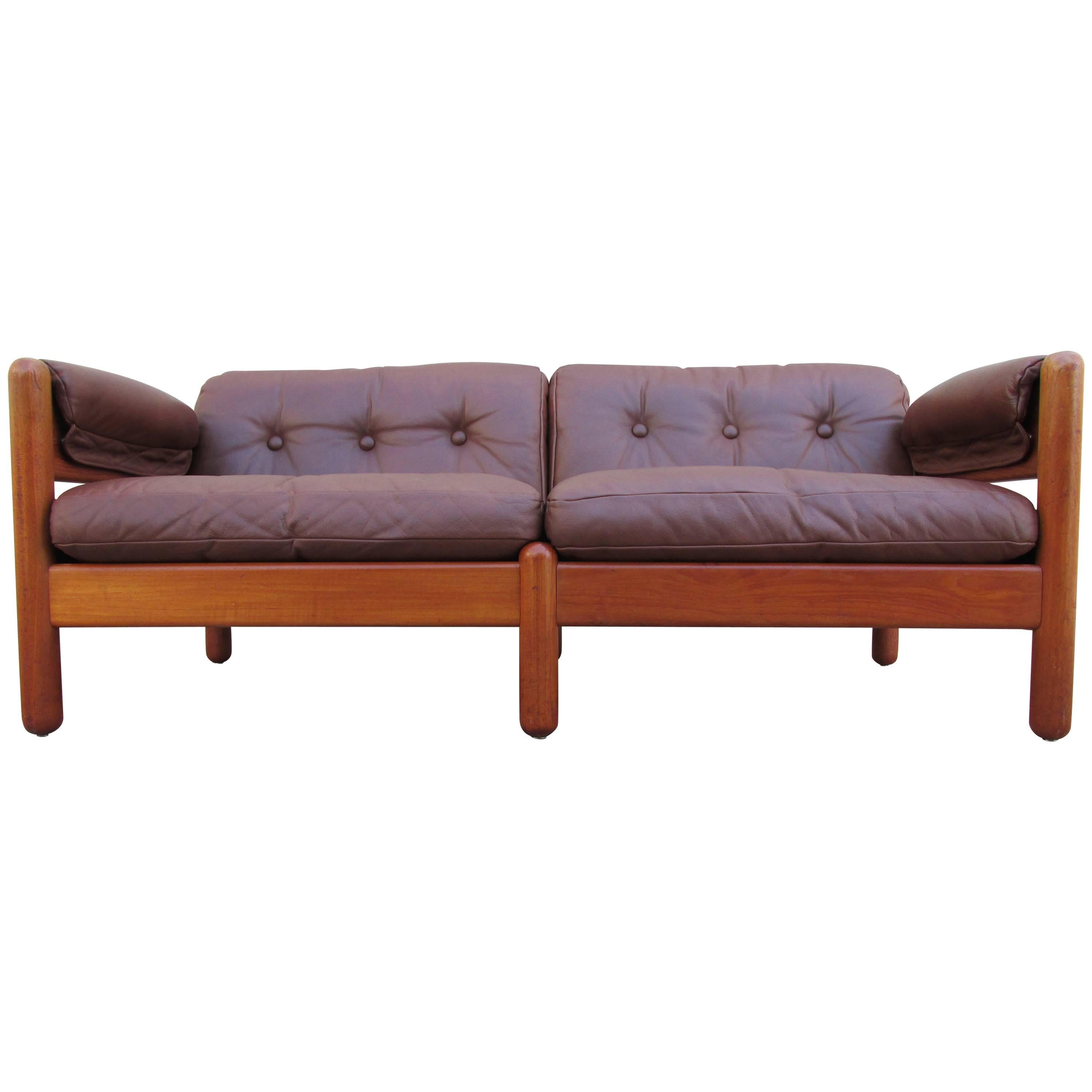 Fine Teak and Leather Danish Modern Sofa by A. Mikael Laursen