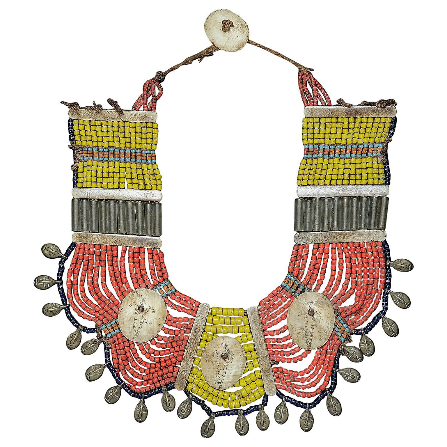  Folk Vintage  Necklace from Nagaland on a Wooden Panel