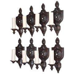 Rare Set of eight 1920 cast iron sconces (  four are sold )