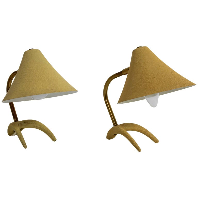 MidCentury Modern Yellow Pair Table Lamps Nightstand Lamps Louis Kalff