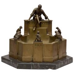 Miniature Bronze Casting of a German Fountain by Arnold Kramer