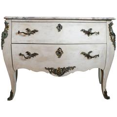 Antique Whitewashed Louis XV Style Chest