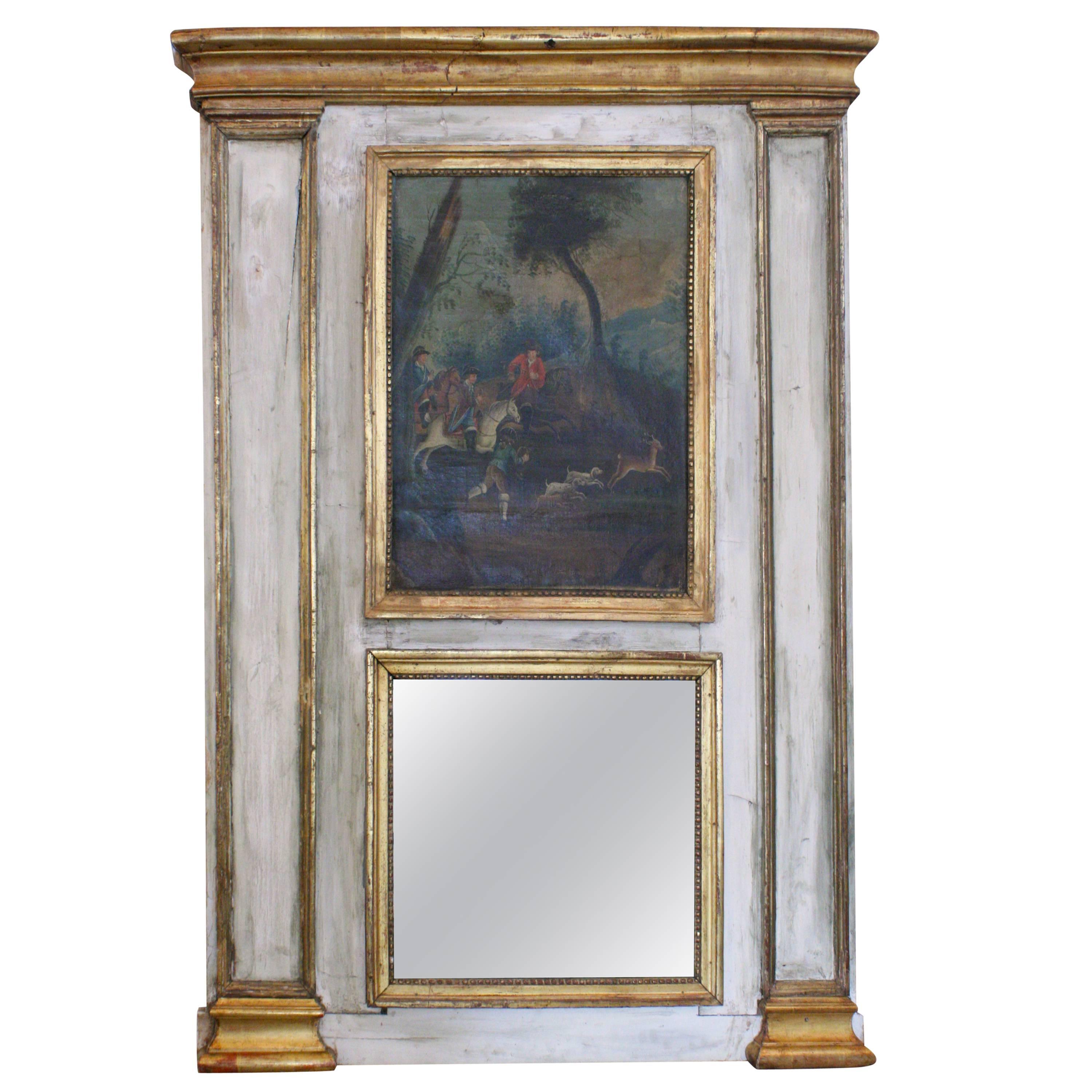 18th Century Louis XVI Style French Trumeau Mirror For Sale