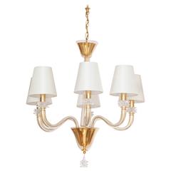 Vintage Murano Glass Six-Arm Chandelier