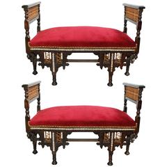 Pair of Moroccan Moorish Style Benches