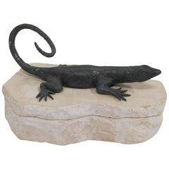 Figural Tessellated Box with Lizard