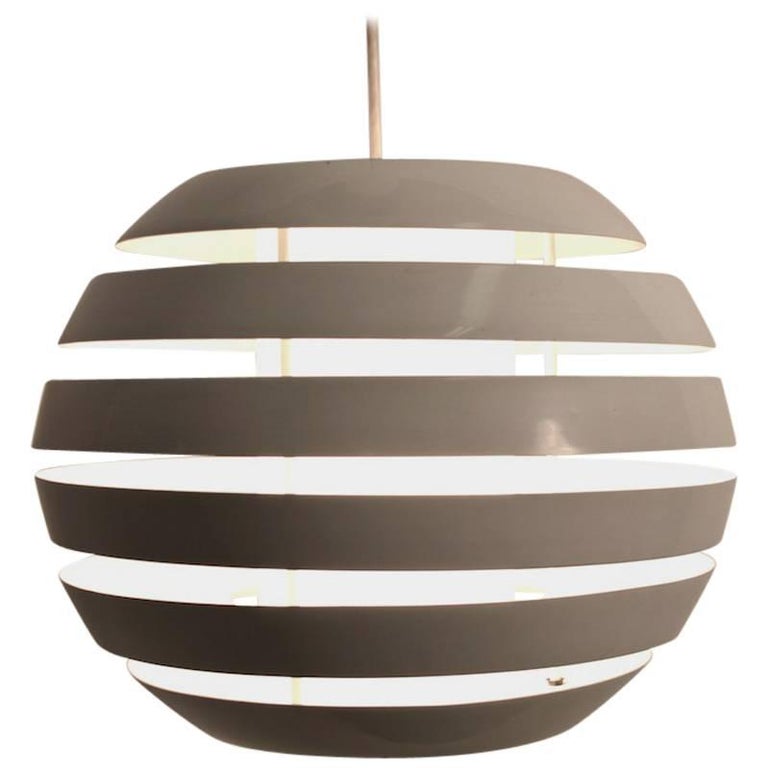 White Enameled Louvered Ball Chandelier at 1stDibs