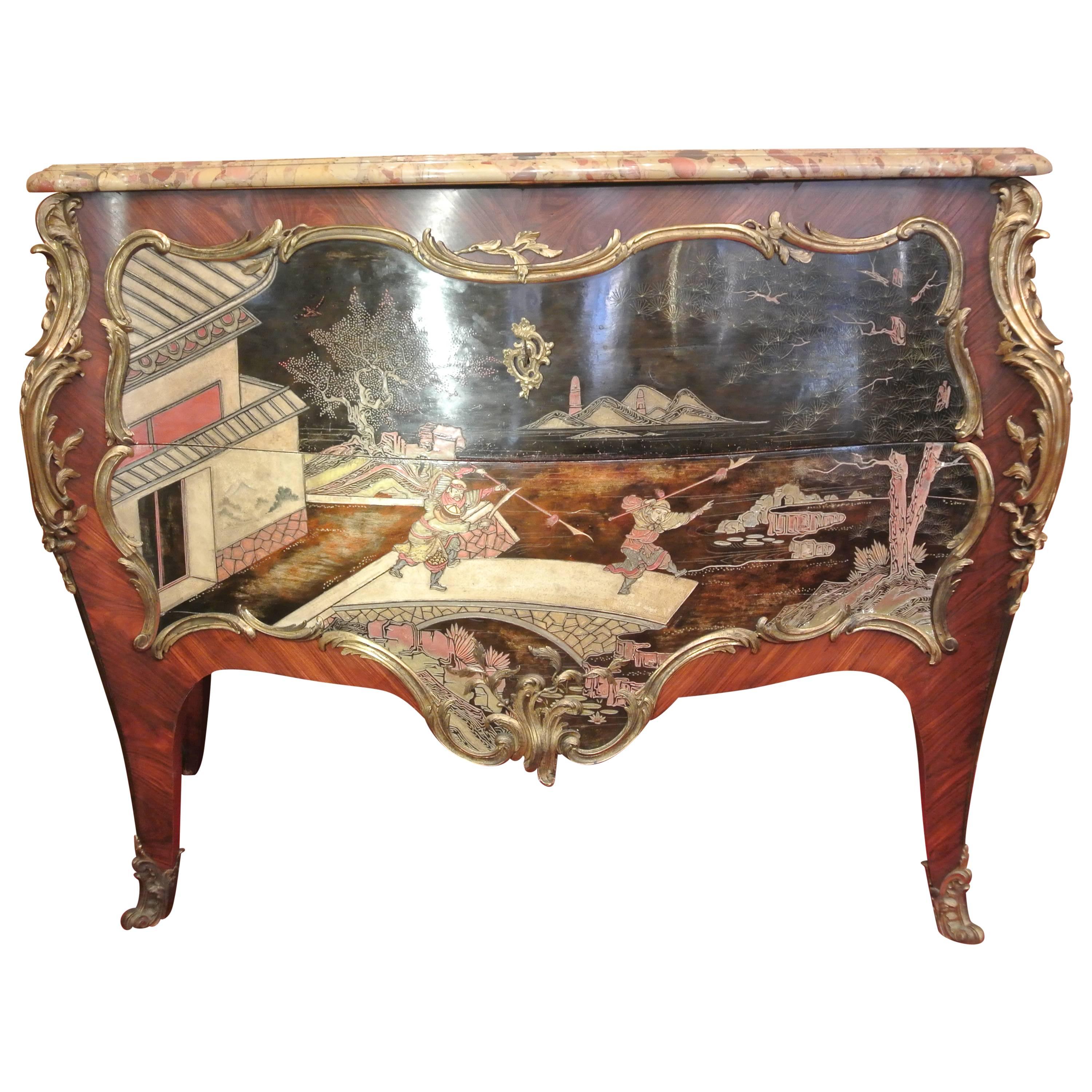 A Very Fine and Rare Commode in the Style of Louis XV of the 19th Century 