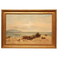 Antique "Beach View" Oil Painting by William Langley, Signed