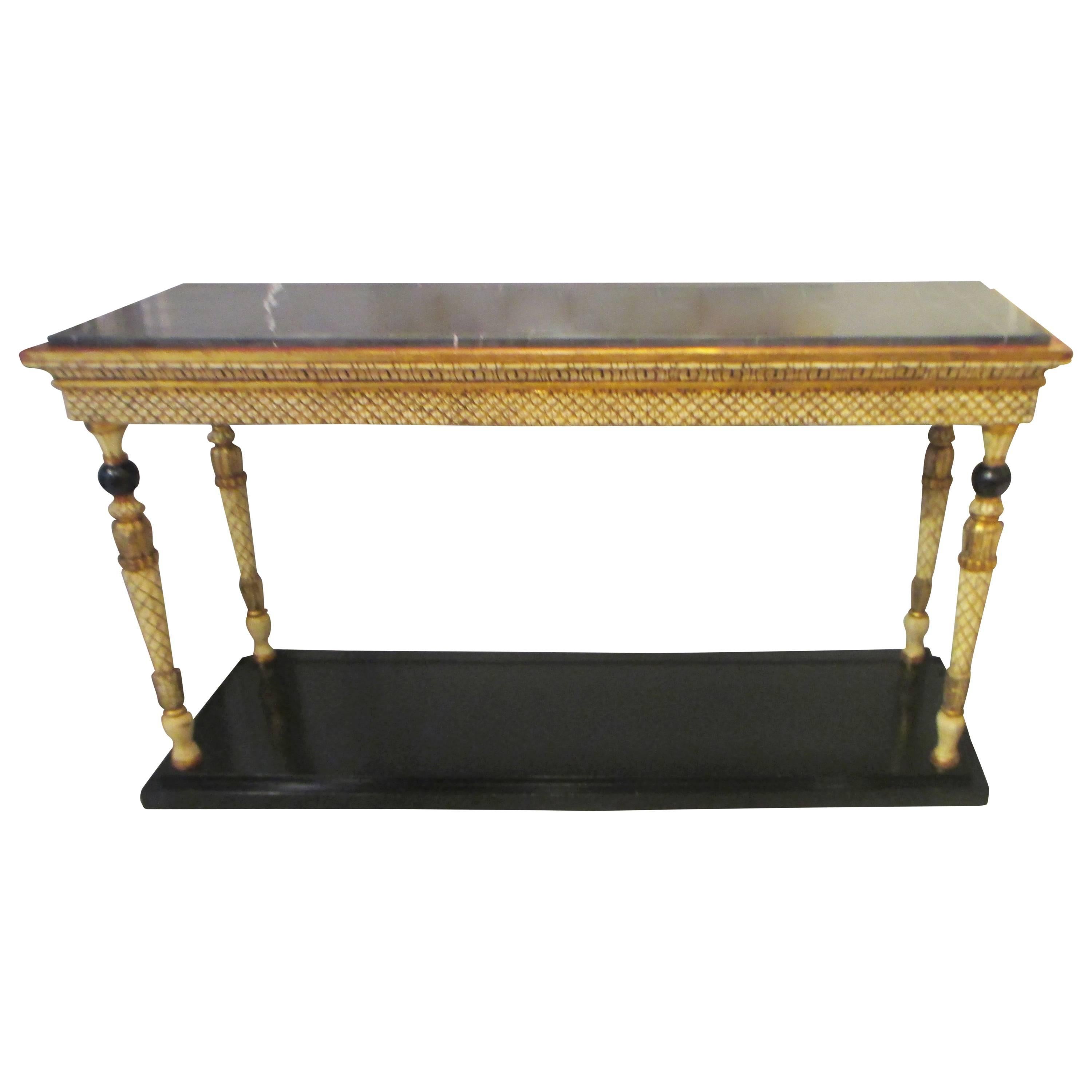 Unique  Maison Jansen Signed  Marble-Top Console